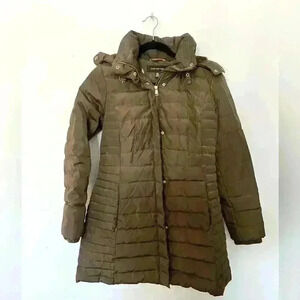 Jones New York Faux-Fur-Trim Hooded Down Puffer Coat Size Small
